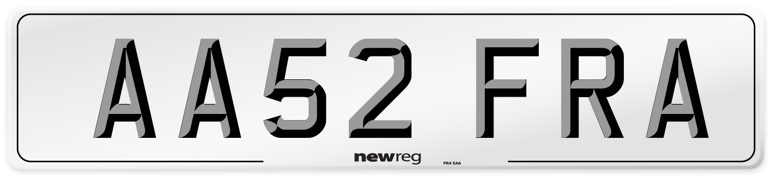 AA52 FRA Number Plate from New Reg